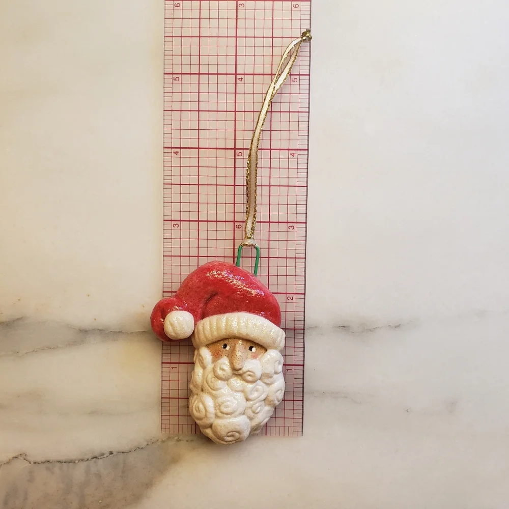 New Handmade Salt Dough Santa Ornament